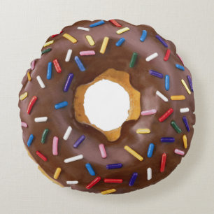 Chocolate Doughnut With Sprinkles Round Pillow