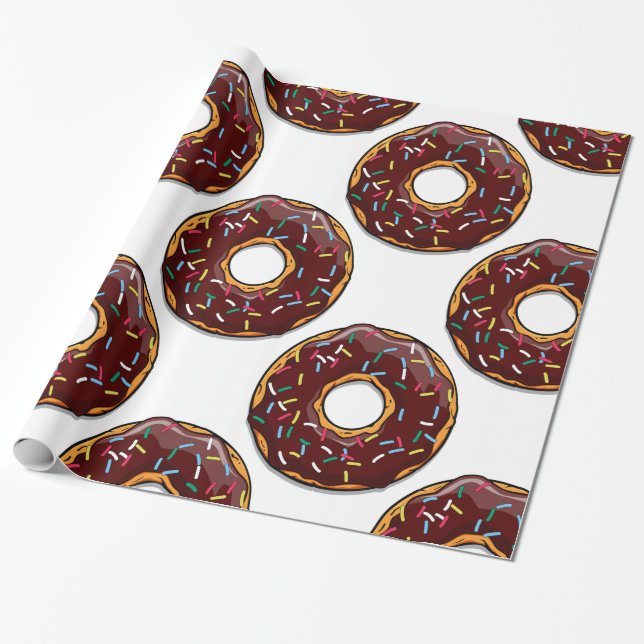 Chocolate Doughnut with Sprinkles Wrapping Paper (Unrolled)