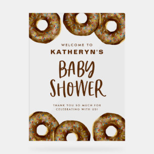 Chocolate Doughnuts Baby Shower Welcome Acrylic Sign