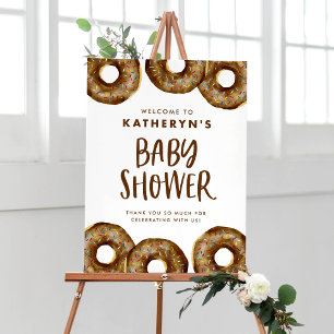 Chocolate Doughnuts Baby Shower Welcome Poster