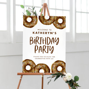 Chocolate Doughnuts Birthday Party Welcome Poster