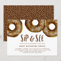 Chocolate Doughnuts Sprinkles Baby Shower Sip and