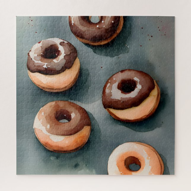 Chocolate Doughnuts Watercolor Jigsaw Puzzle (Vertical)