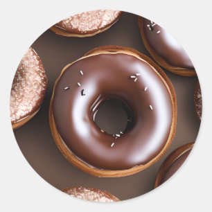 Chocolate Doughnuts with Sprinkles  Classic Round Sticker