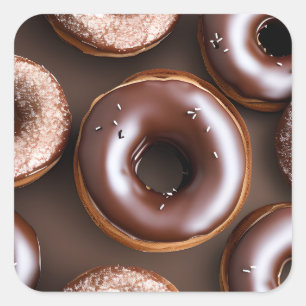 Chocolate Doughnuts with Sprinkles Square Sticker
