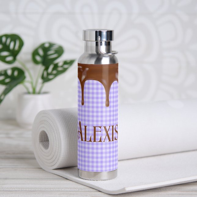 Chocolate Dripping On Gingham  Water Bottle (Yoga)