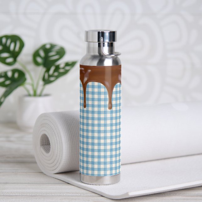 Chocolate Dripping On Gingham Water Bottle (Yoga)