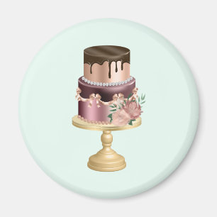Chocolate Drips and Rose Gold Luxury Cake Magnet