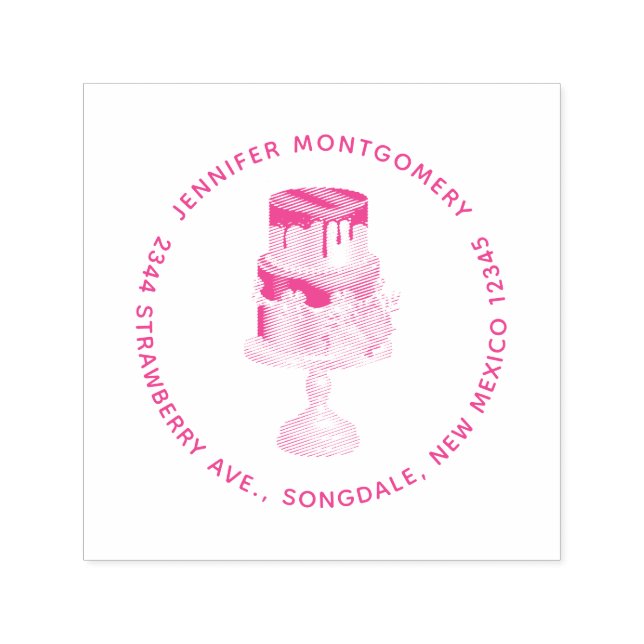 Chocolate Drips Delicious Luxury Cake Address Self-inking Stamp (Design)