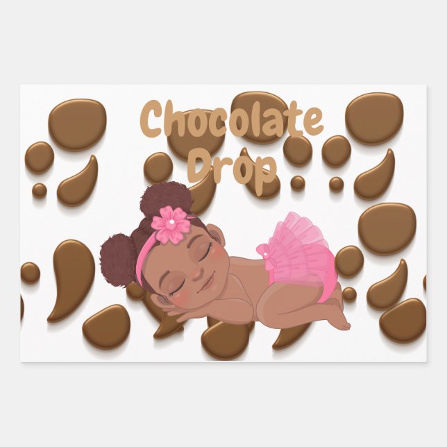 Chocolate Drop Baby Shower  Wrapping Paper Sheet (Front)