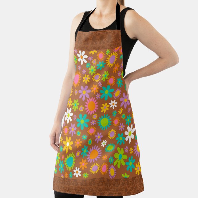 CHOCOLATE EASTER BUNNIES AND COLORFUL FLOWERS APRON (Insitu)