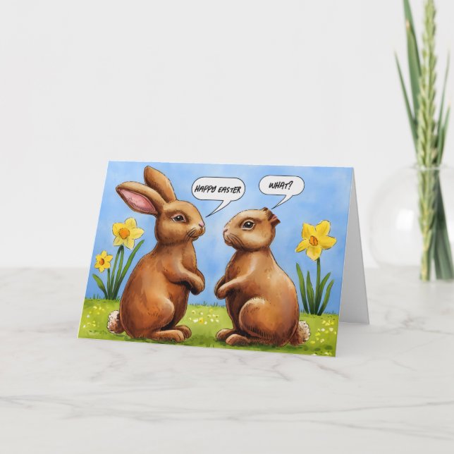 Chocolate Easter Bunnies Humour Card (Front)