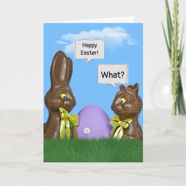 Chocolate Easter Bunny Humour  Holiday Card (Front)