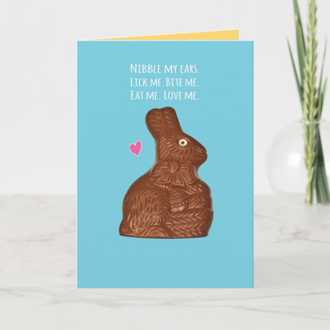 Chocolate Easter Bunny– Lick Me, Eat Me, Love Me Card (Front)