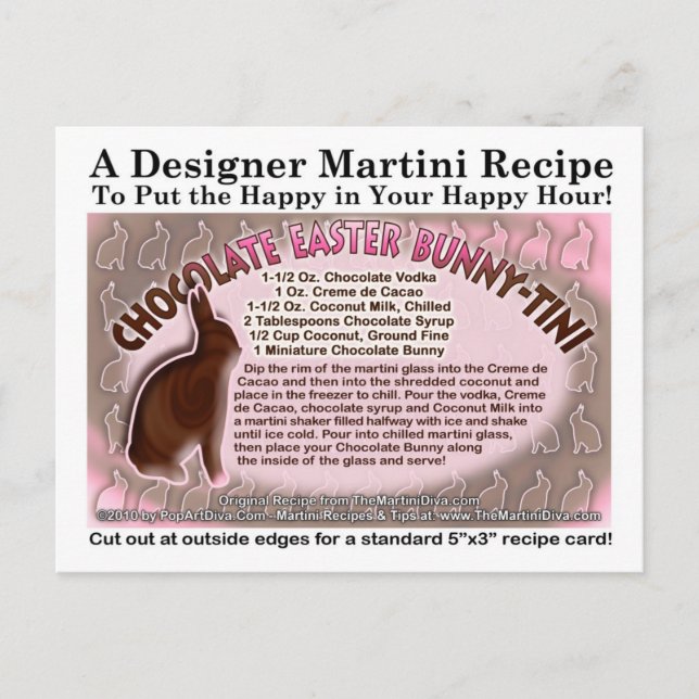 Chocolate Easter Bunny - Tini Martini Recipe Card  (Front)