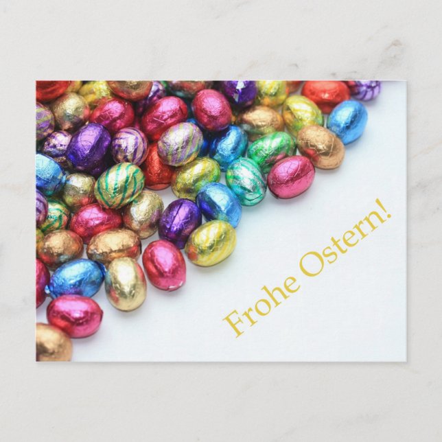 chocolate easter eggs german greeting holiday postcard (Front)