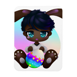 Chocolate Easter Melanin Bunny Baby Rabbit Melanin Magnet