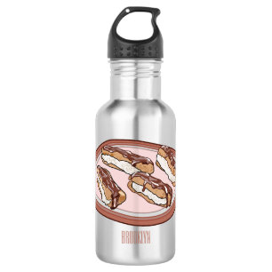 Chocolate eclair cartoon illustration 532 ml water bottle
