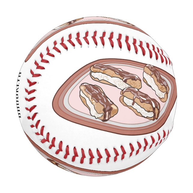Chocolate eclair cartoon illustration  baseball (Front Left)