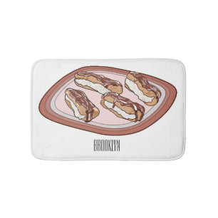 Chocolate eclair cartoon illustration  bath mat