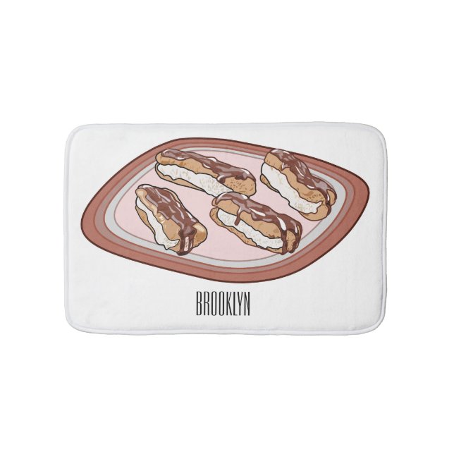 Chocolate eclair cartoon illustration  bath mat (Front)