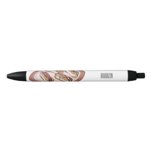 Chocolate eclair cartoon illustration black ink pen