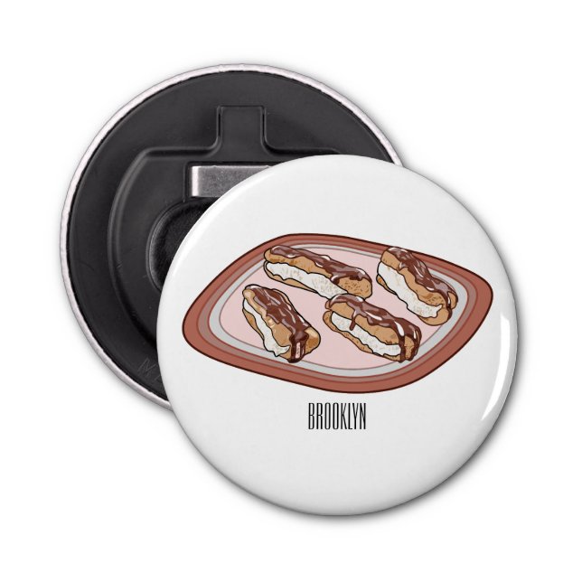 Chocolate eclair cartoon illustration  bottle opener (Front)
