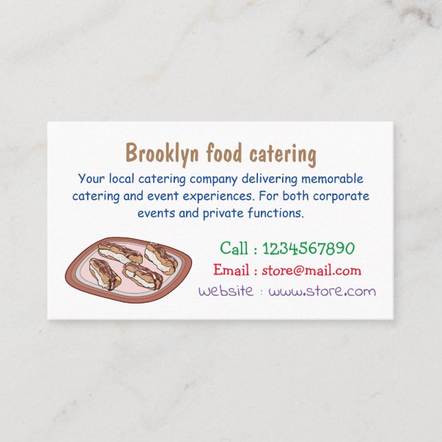 Chocolate eclair cartoon illustration business card (Front)