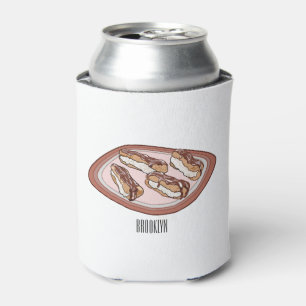 Chocolate eclair cartoon illustration can cooler
