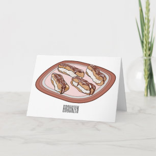 Chocolate eclair cartoon illustration card
