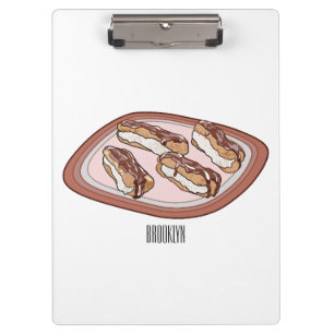 Chocolate eclair cartoon illustration clipboard