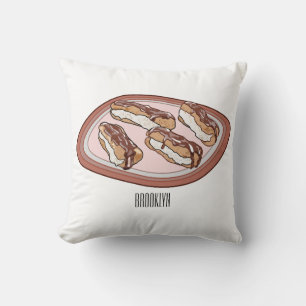 Chocolate eclair cartoon illustration cushion