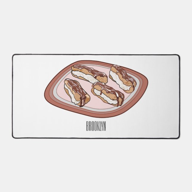Chocolate eclair cartoon illustration  desk mat (Front)