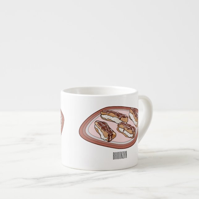 Chocolate eclair cartoon illustration   espresso cup (Front Right)
