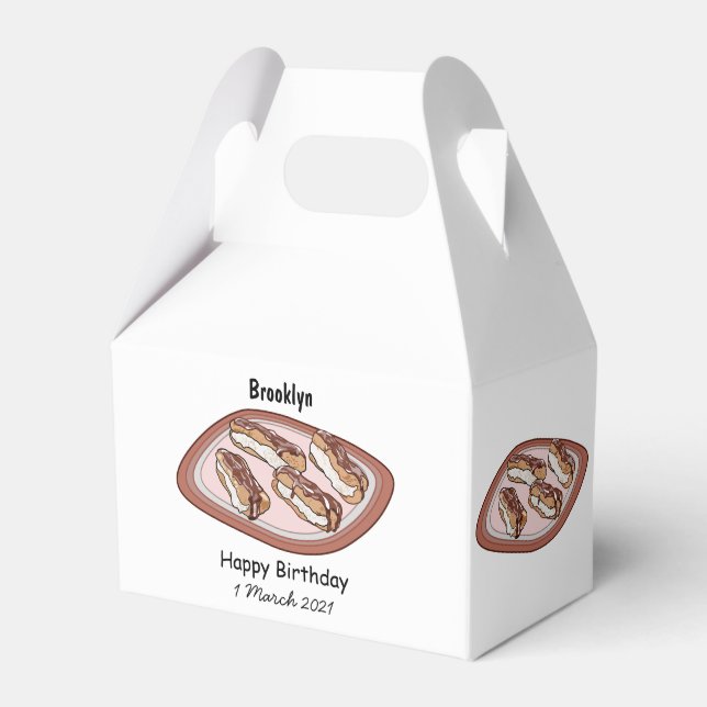Chocolate eclair cartoon illustration  favour box (Front Side)