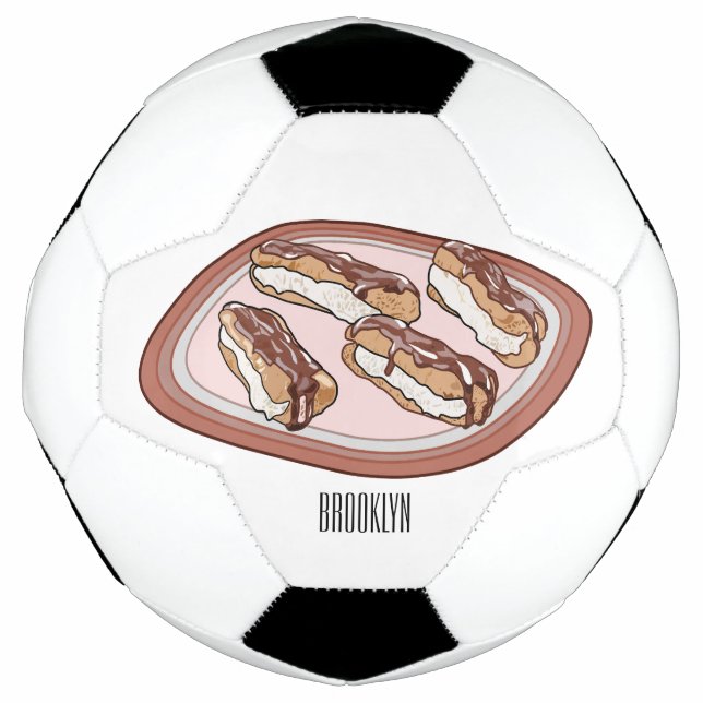 Chocolate eclair cartoon illustration  football (Front)