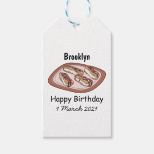 Chocolate eclair cartoon illustration gift tags