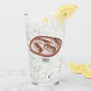 Chocolate eclair cartoon illustration glass