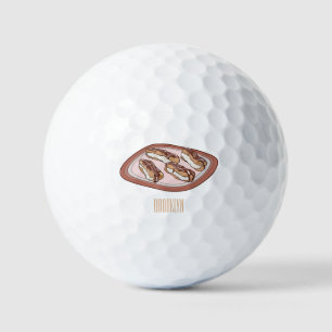 Chocolate eclair cartoon illustration  golf balls