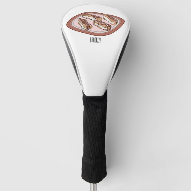 Chocolate eclair cartoon illustration  golf head cover (Front)