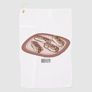 Chocolate eclair cartoon illustration golf towel