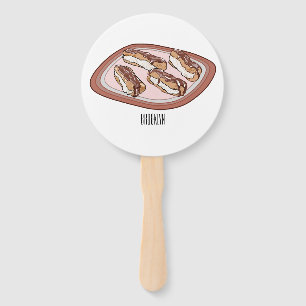 Chocolate eclair cartoon illustration hand fan