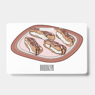 Chocolate eclair cartoon illustration ID badge