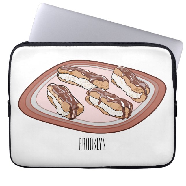 Chocolate eclair cartoon illustration  laptop sleeve (Front)