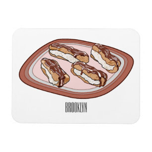 Chocolate eclair cartoon illustration  magnet