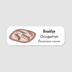 Chocolate eclair cartoon illustration name tag