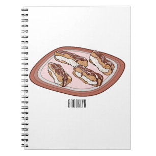 Chocolate eclair cartoon illustration notebook