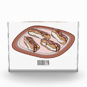 Chocolate eclair cartoon illustration photo block
