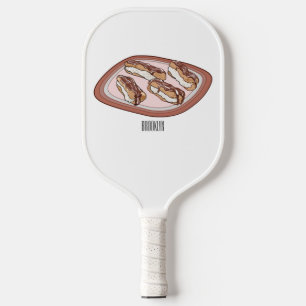 Chocolate eclair cartoon illustration pickleball paddle