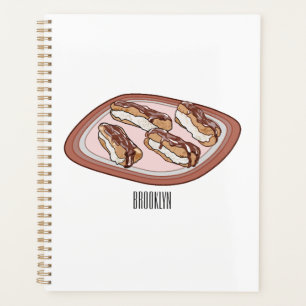 Chocolate eclair cartoon illustration planner